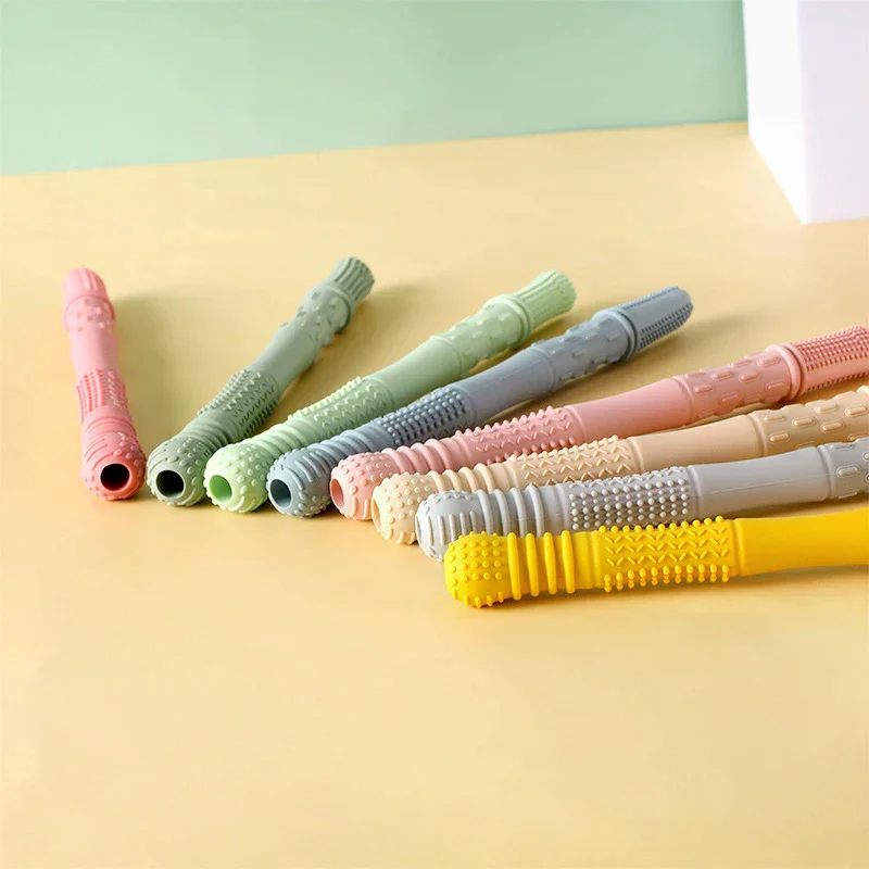 عضاضة القش للأطفال لعبة لينة سيليكون جوفاء المولي عصا الوليد التسنين أنبوب المولي لعبة هدية #4