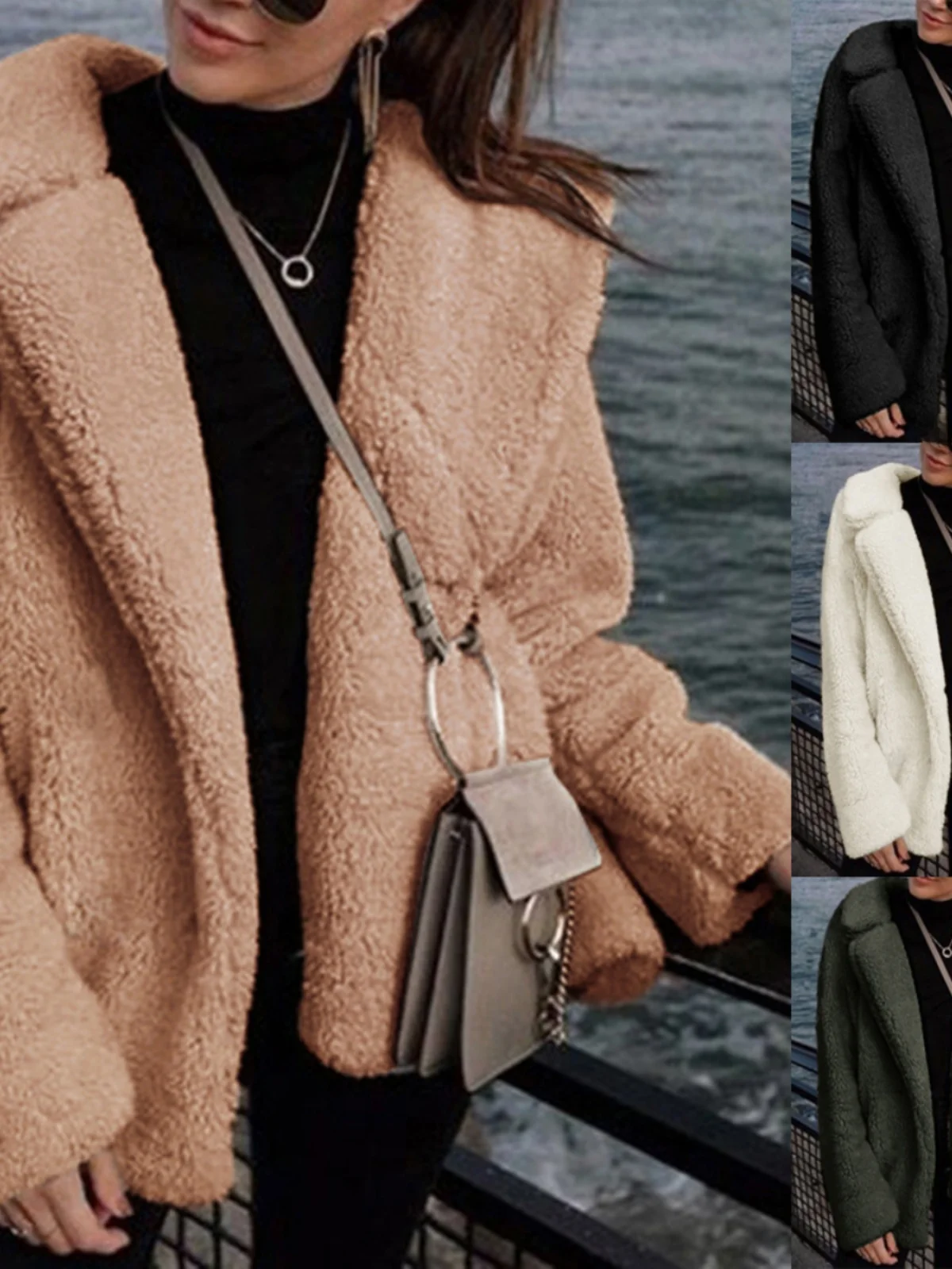 معطف نسائي من Plu قميص مخملي أنيق طويل Sve بطول منتظم لخريف وشتاء جديد ملابس خارجية للسيدات من Sle Ele #4