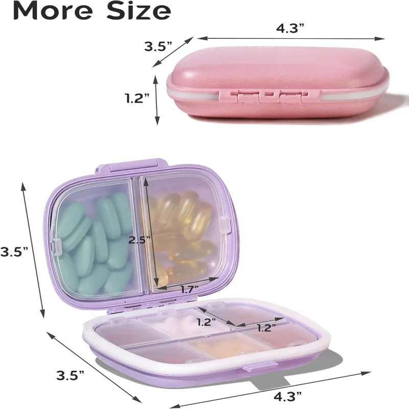 عبوة من 8 أقسام لتنظيم حبوب السفر، علبة حبوب منع الحمل اليومية، حبوب منع الحمل الصغيرة لمحفظة الجيب، حاوية حبوب الدواء المحمولة فيتامي الدواء
