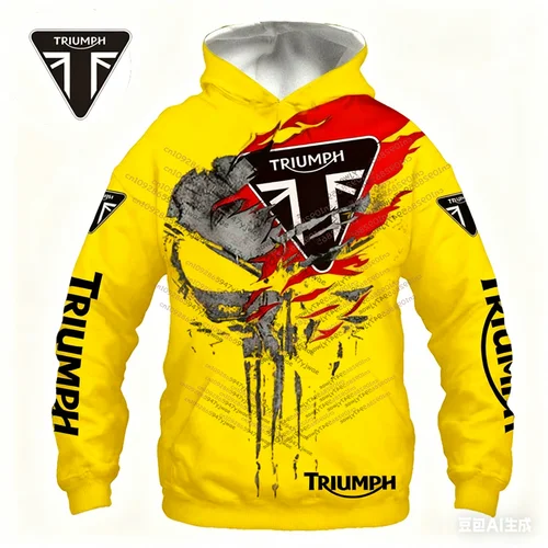 Imagen 2 del producto Ropa deportiva Triumph Off Road para hombre y mujer, sudaderas con capucha con patrón de esqueleto, uniforme deportivo con capucha para motocicleta urbana, 11 colores, novedad de 2026
