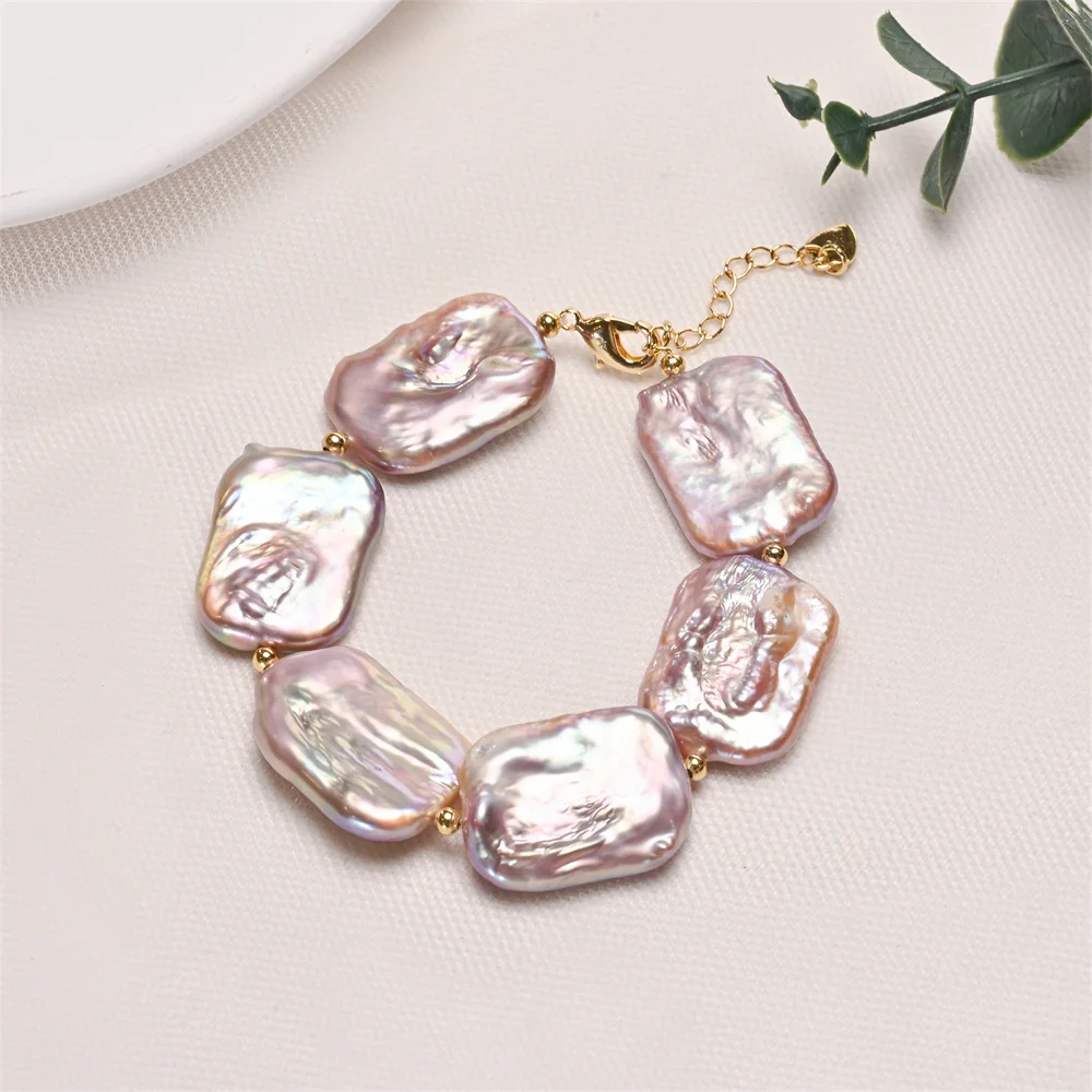 YWYC 18*25mm Big Baroque Freshwater Pearl Bracelet for Women 4.5 Extend Chain 16cm 18cm 20cm Adjustable Bracelet 2025 New