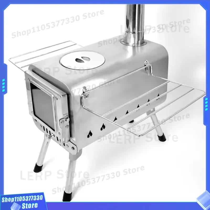 Z-2405B Portable Stainless Steel Wood Burning Stove for Outdoor Camping BBQ Tent Cooking Universal Recreational Fuel Heater