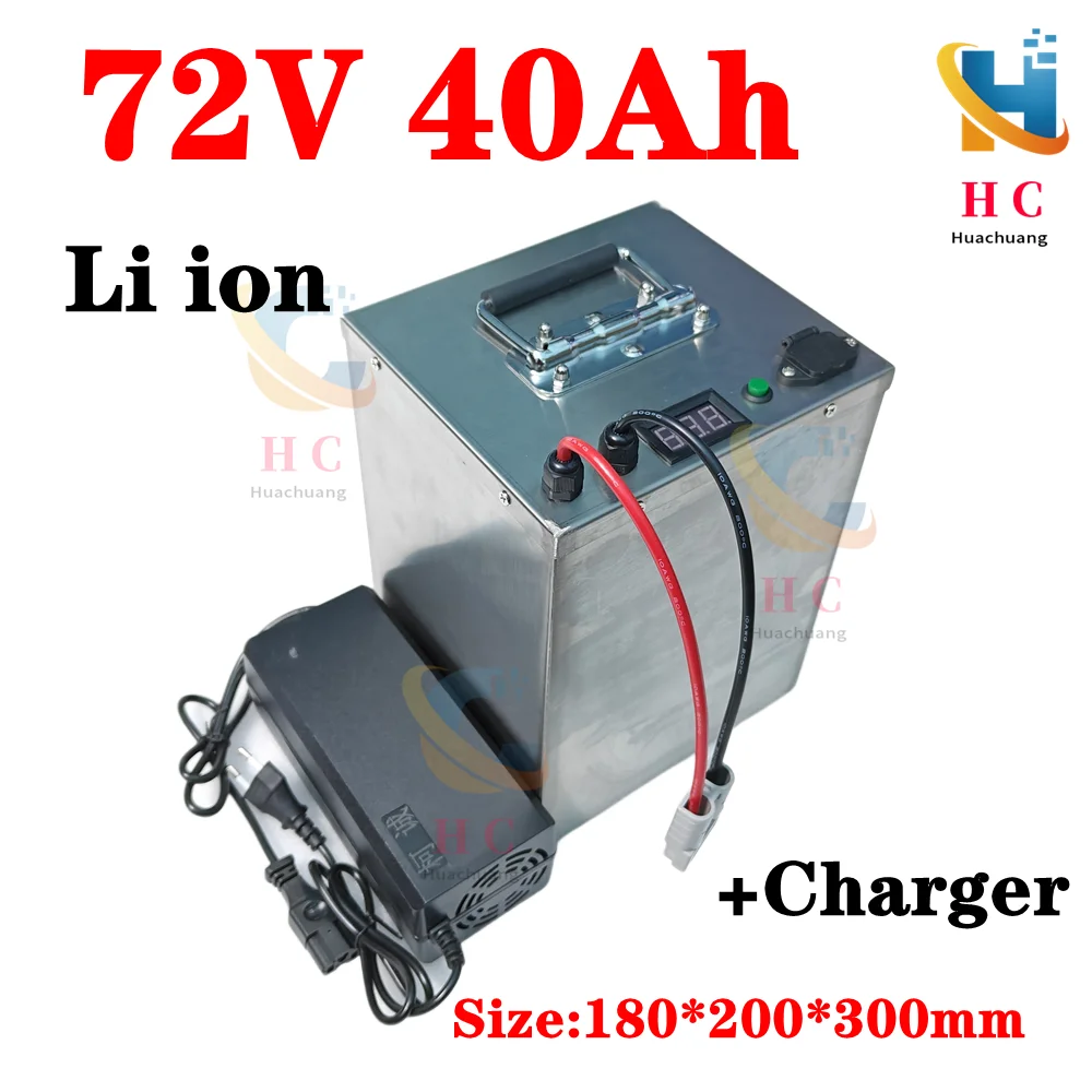 

lithium ion waterproof 72v 40Ah li-ion battery BMS for 5000w 3500w bicycle bike tricycle scooter Forklift +10A charger