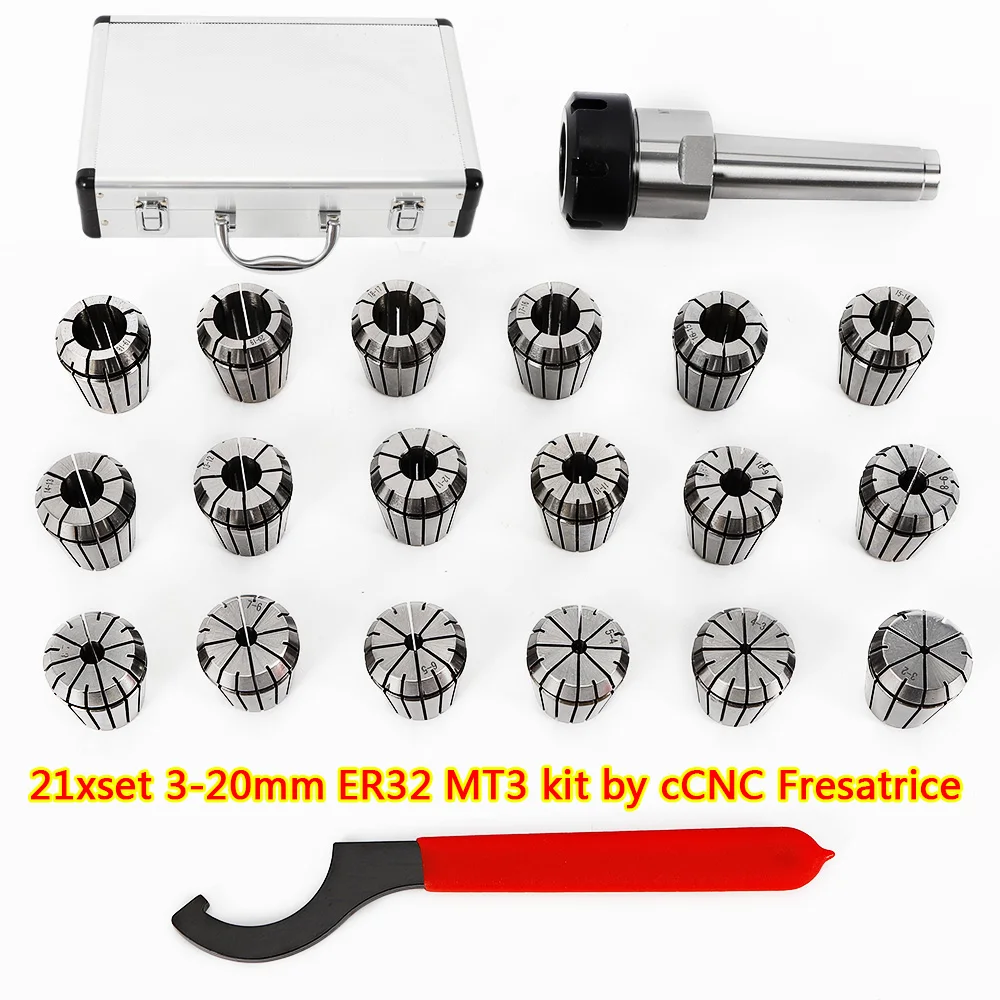 Ensemble de mandrins portables ER32 avec marquages de taille clairs, idéal pour les opérations de fraisage, de perçage, de taraudage et de rectification