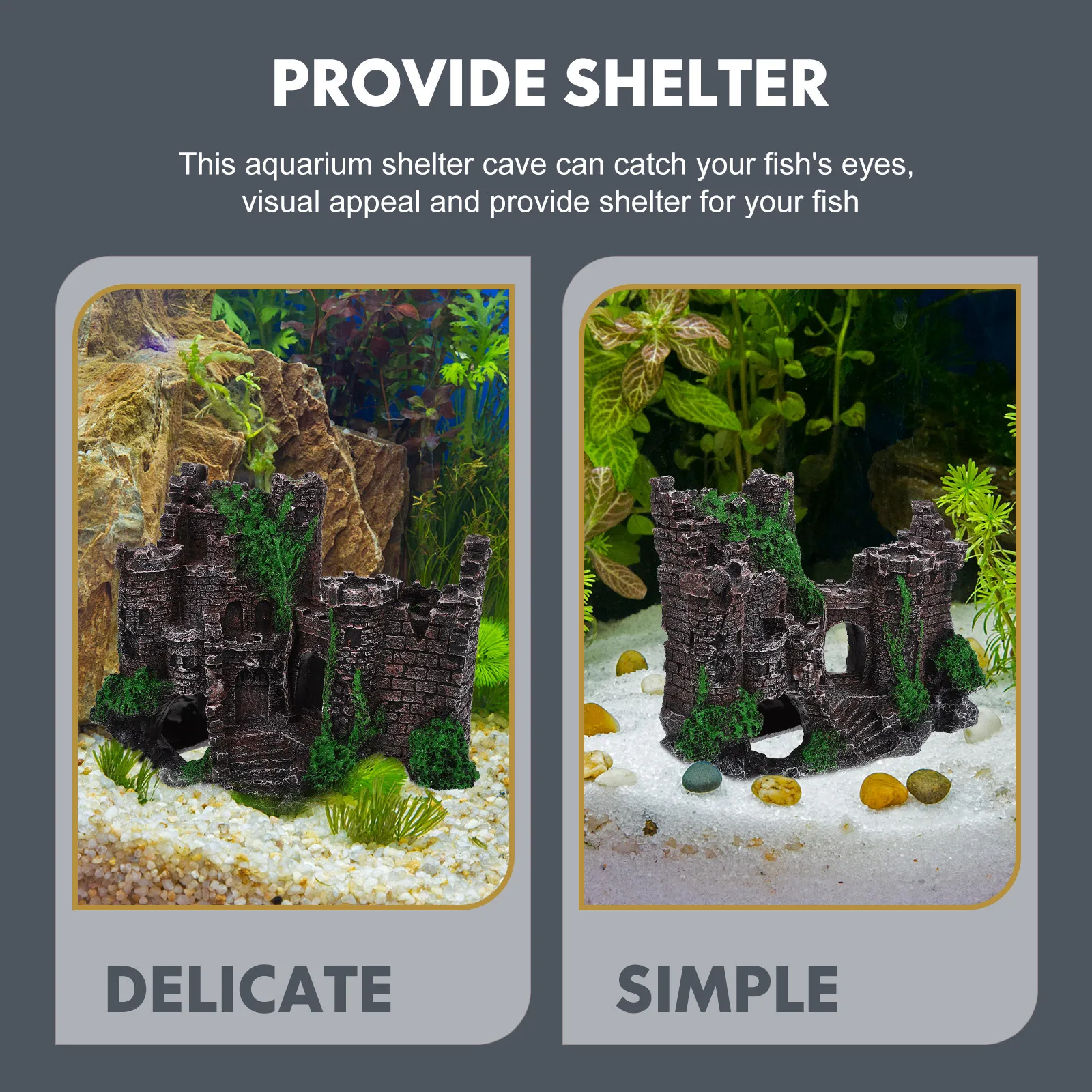 

Resin Castle Decorations Fish Tank Shrimp Hideout Bowl Accessories Vivid Landscaping Aquarium Cave Shelter namentCastle Pet