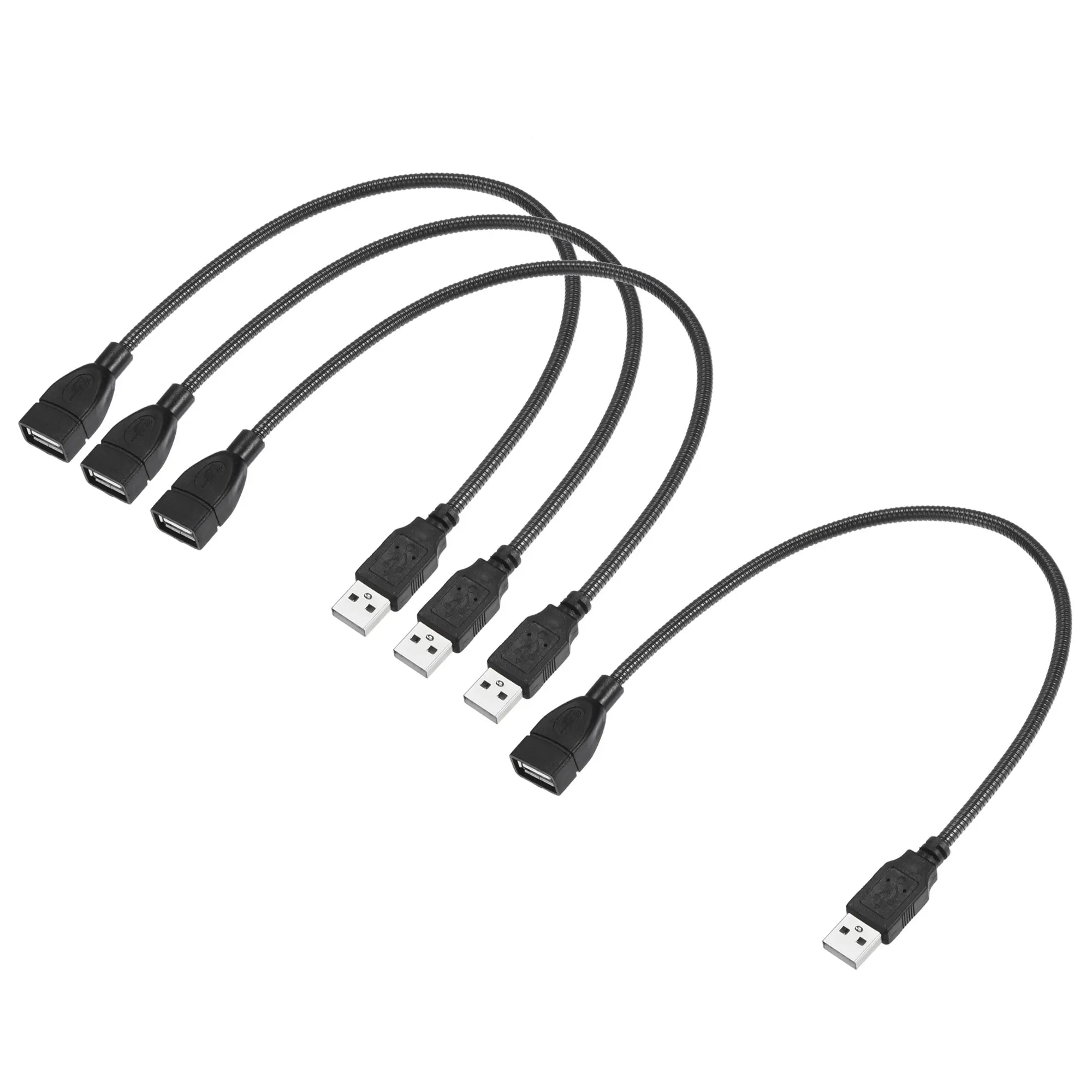 

uxcell Flexible USB Cable, USB2.0 Male to Female Extension Cord 35cm for LED Desk Lamp, Black Pack of 4
