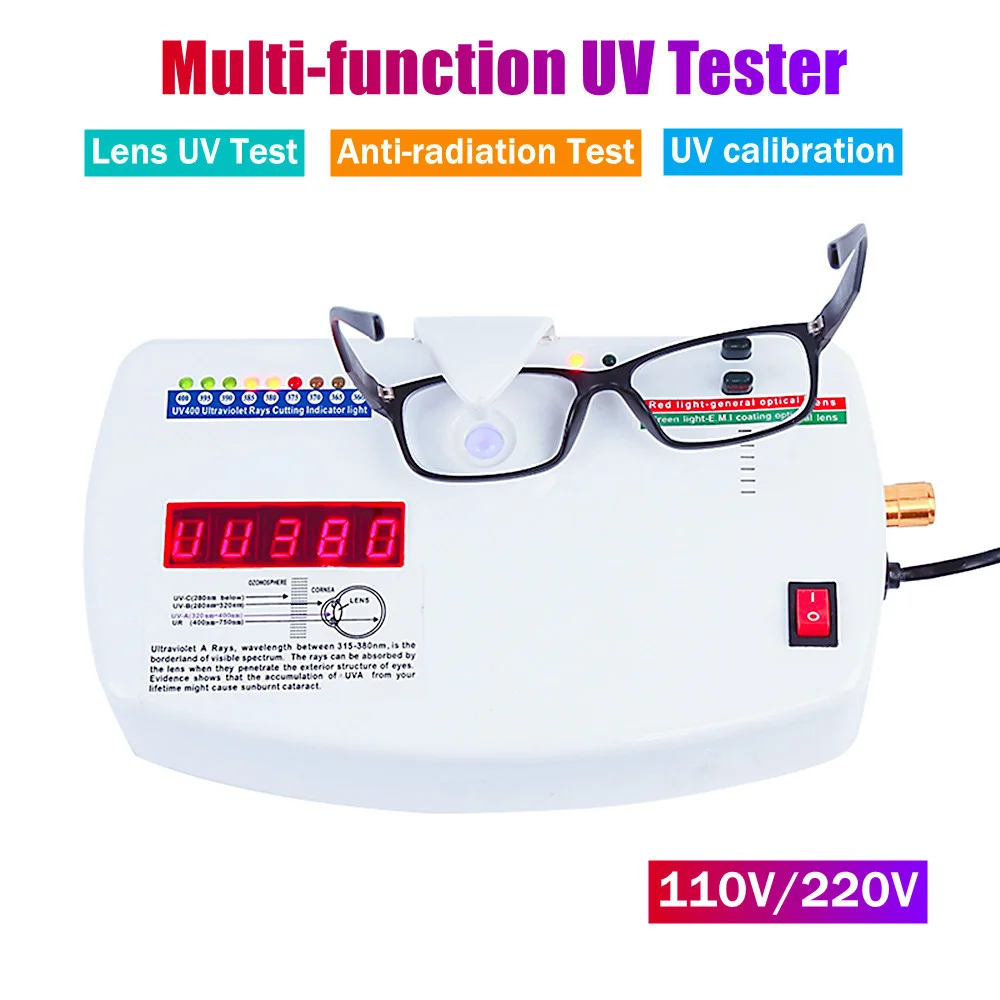 UV400 okulary soczewka optyczna UV Tester anty-promieniowanie promieniowanie ultrafioletowe UV Tester szkła przeciwsłoneczne powłoka maszyna