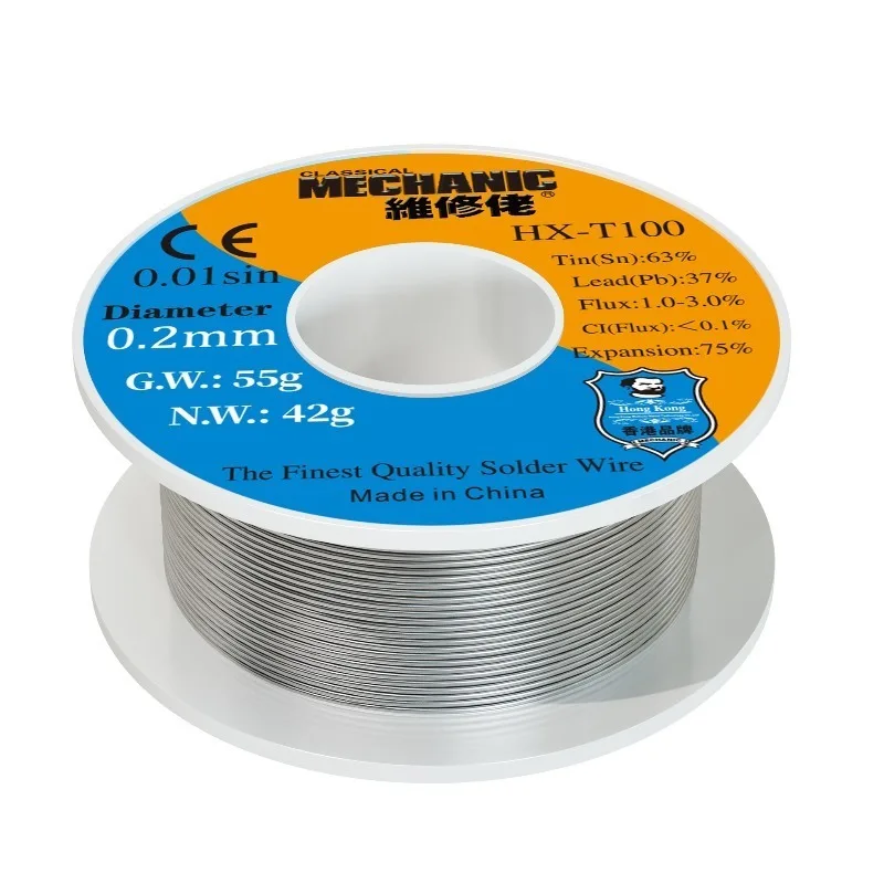 MECHANIC HX-T100 55g Mild Rosin Core 183℃ Melting Point 0.3-1.2mm High Purity Environmental Solder Wire Welding Flux Iron Cable