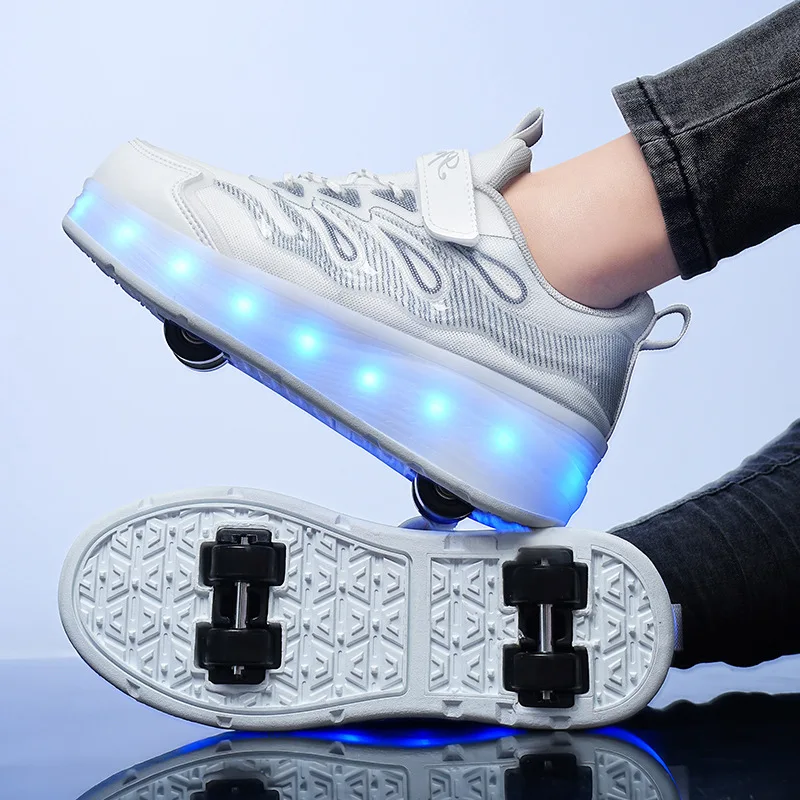 Scarpe da passeggio per bambini Scarpe da ginnastica per studenti per ragazze luminose staccabili per ragazzi estivi a quattro ruote con ruote