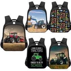 Mochila con estampado de Tractor de granja para niños y adolescentes, morral escolar de dibujos animados, mochila moderna para ordenador portátil