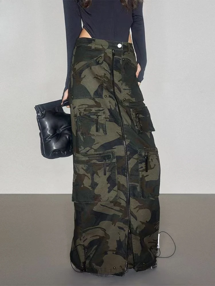

American High Street Camouflage Denim Skirts Fashion Vintage Y2k Skirt for Women Subcultural Gothic Casual Faldas De Mujer