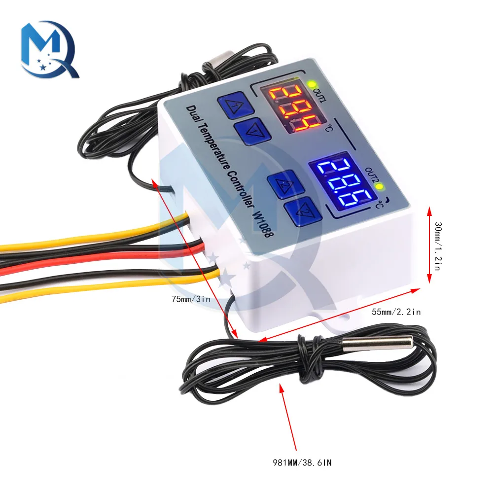 W1088 12V/24V/110V 220V LED Digital Temperature Controller Thermostat Thermoregulator Sensor Meter Fridge Water Heating Cooling