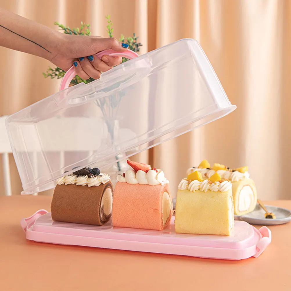 

2Pcs Long Rectangle Toast Box Portable Bread Keeper Cake Containers Loaf Snack Storage Plastic Food Boxes Home Travel