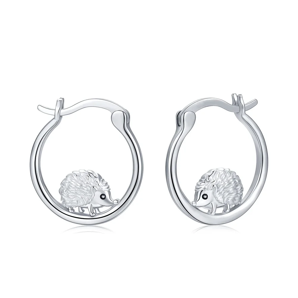 Orecchini animali carini alla moda classici Harong orecchini placcati argento rotondi con riccio realistico per ragazza donna regalo di Halloween