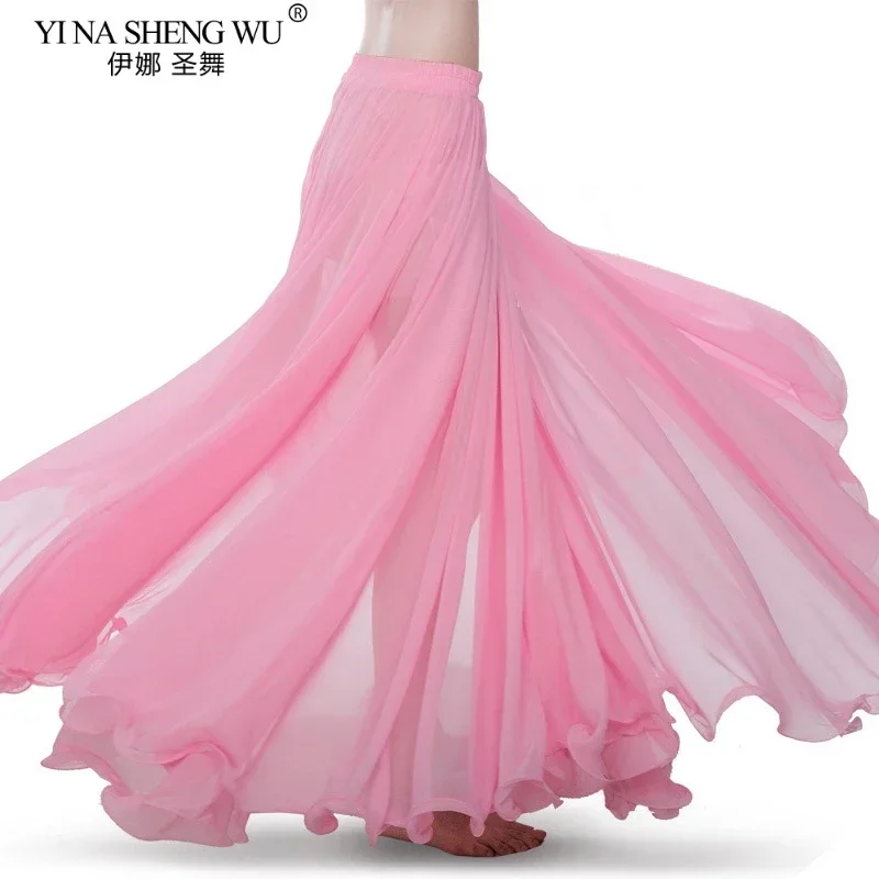 New Sexy Women Belly Dance Costume Chiffon Skirt Performance Stage  Elegant Bellydance Wear Wrap Long 720 Degrees Swing Skirt