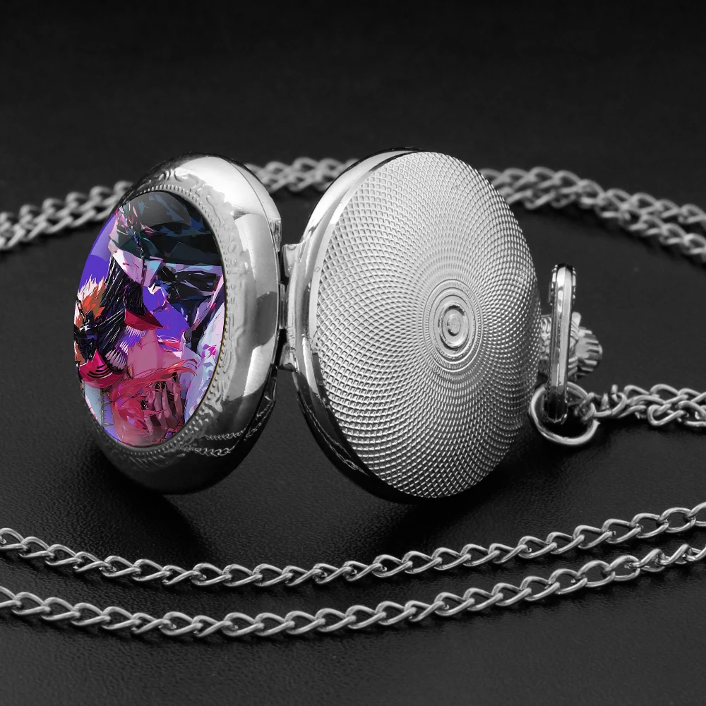 Anime Chainsaw Man Quartz Pocket Watch Chain Necklace Glass Dome Unique Pendant Watch Unisex Gift Manga Collectible Accessory
