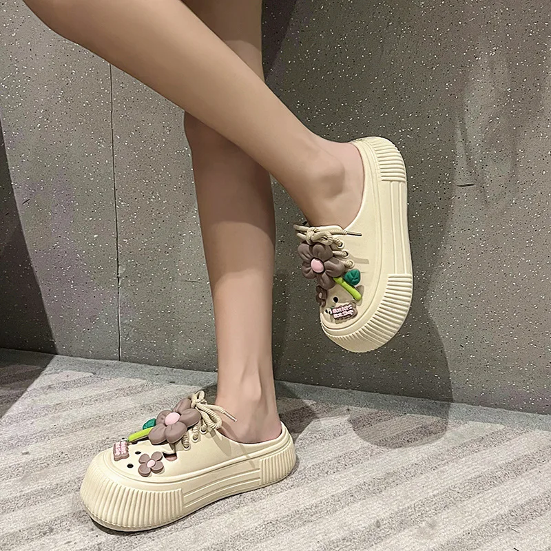 Summer Women Slippers Cute Decoration Platform Sandals Casual Outdoor Clogs Beach Sandal Non-slip Slides Indoor Home Shoes