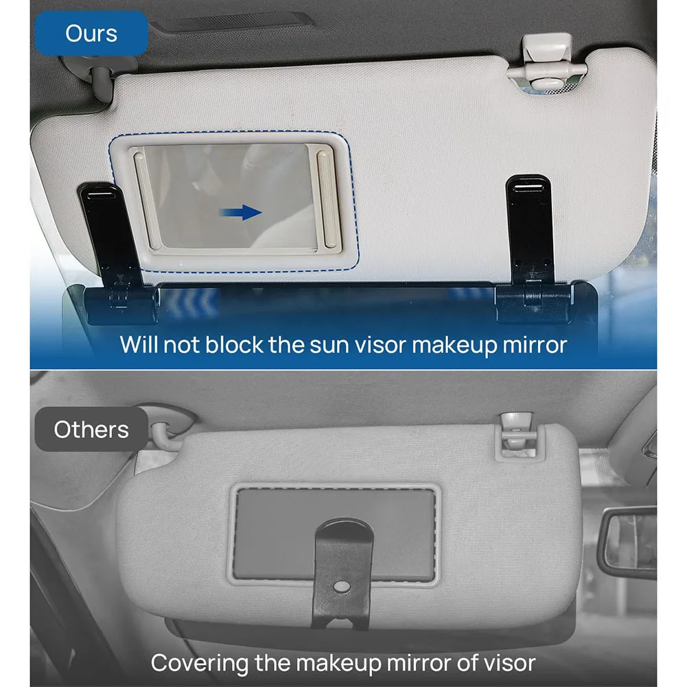 Sun Visor Extension for Cars with Adjustable Design and Dual Clips to Extend Usable Shade Area Without Modifying Original Visor