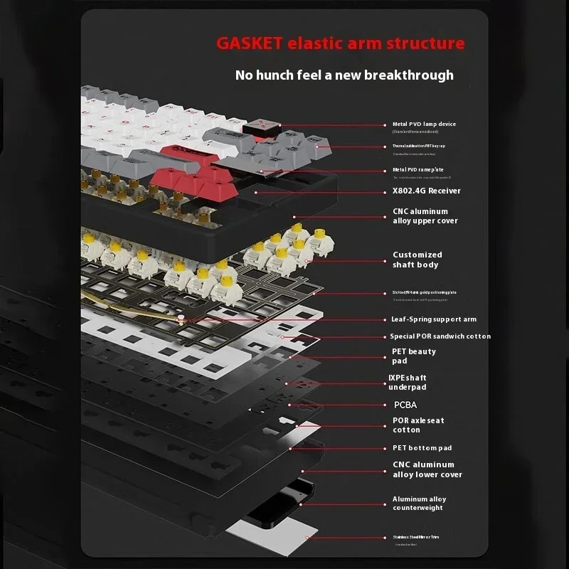 BEE مع لوحة مفاتيح ميكانيكية T & L X80 ، لوحة مفاتيح الألعاب اللاسلكية ، سبائك الألومنيوم ، ملحقات المبادلة الساخنة ، 3 أوضاع ، 47 mAh