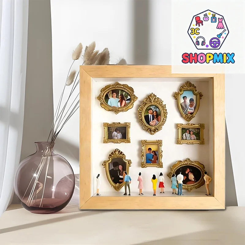 Caja de Recuerdos DIY Mini Museum Silhouette – Celebra tus Recuerdos Únicos con Estilo, Marco de Exhibición de Fotos Personalizado para Familia