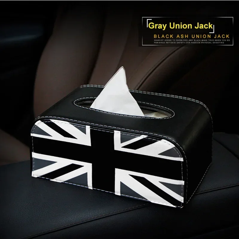 For Mini Cooper R55 R56 R60 F54 F56 F57 F60 Countryman Union Jack Leather Tissue Box Napkin Home Car Decoration Auto Accessories