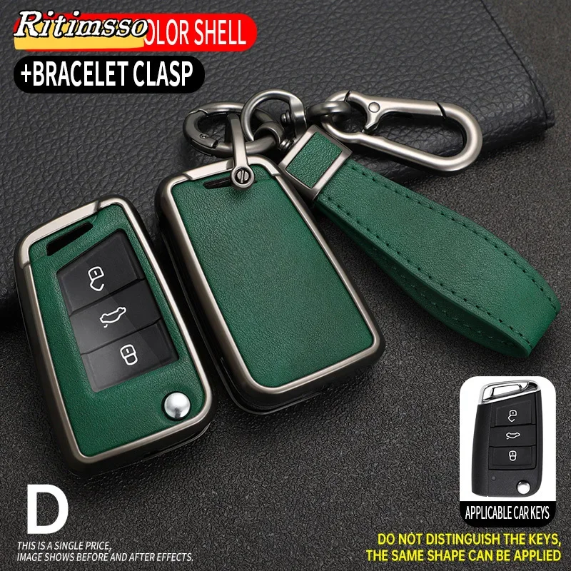 3 4 Buttons  Alloy Car Key Case Cover  For VW Volkswagen Golf 7 MK7 Tiguan MK2 Seat Ateca Leon FR Ibiza Skoda Octavia Kodiaq