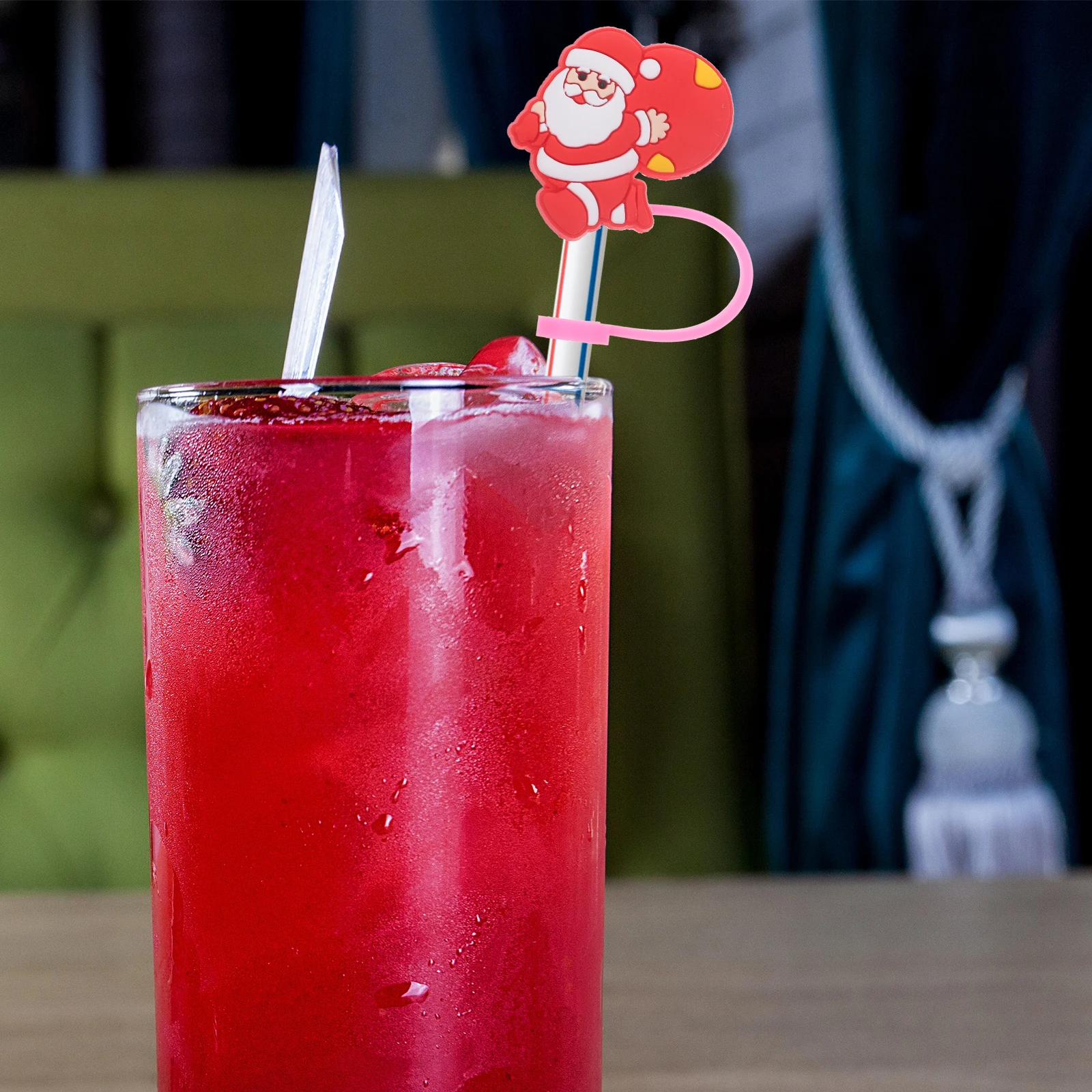 

4pcs Christmas Cartoon Silicone Straw Covers Dust Plugs Party Decor 1727 01 07 09 16 Reusable Safe Straw Decor Supplies