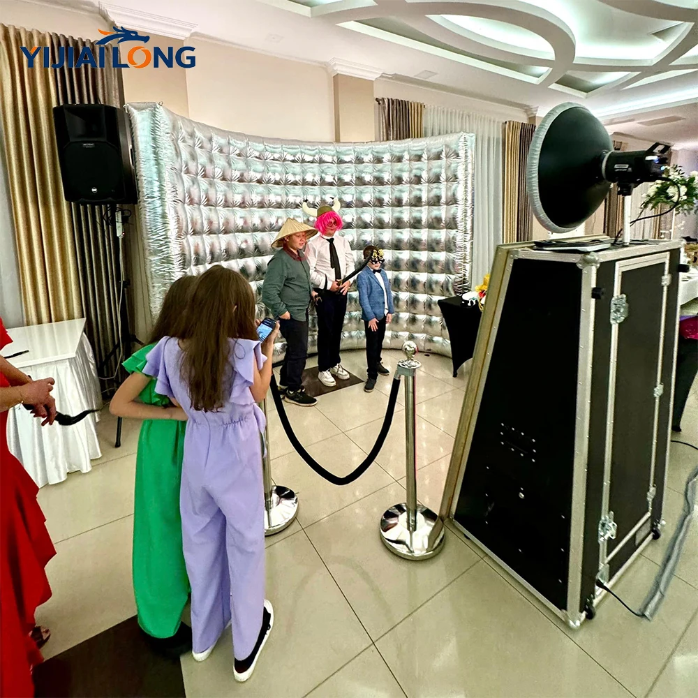 Kommerzielle Gold/Silber Wand 10ft/3m Aufblasbare Fotobox Hintergrund Raumdekoration Fotobudka 360 Fotobox-Wand für Partys – Detail 9