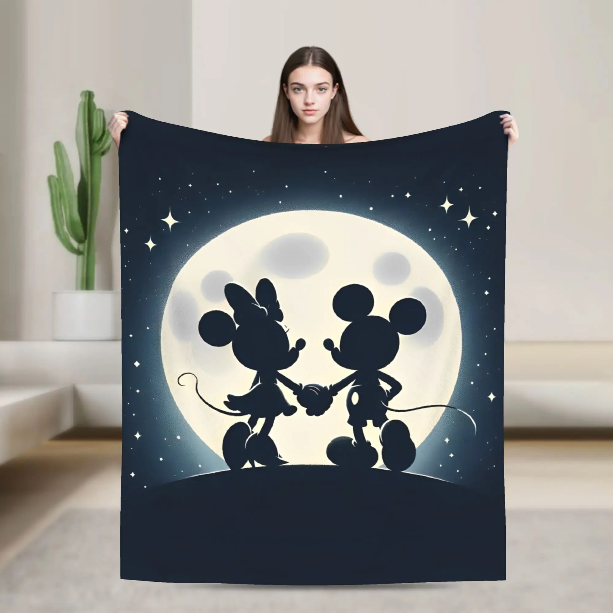 

Вязаные одеяла с Микки и Минни Маус, плюшевые пледы с рисунком Луны, летнее мягкое теплое покрывало с принтом кондиционера