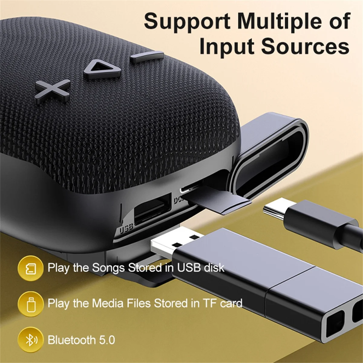 Bike Speaker Bicycle Handbar Wireless Bluetooth Louderspeaker Outdoor Handlebar Subwoofer for Cycling Riding-Black Rich