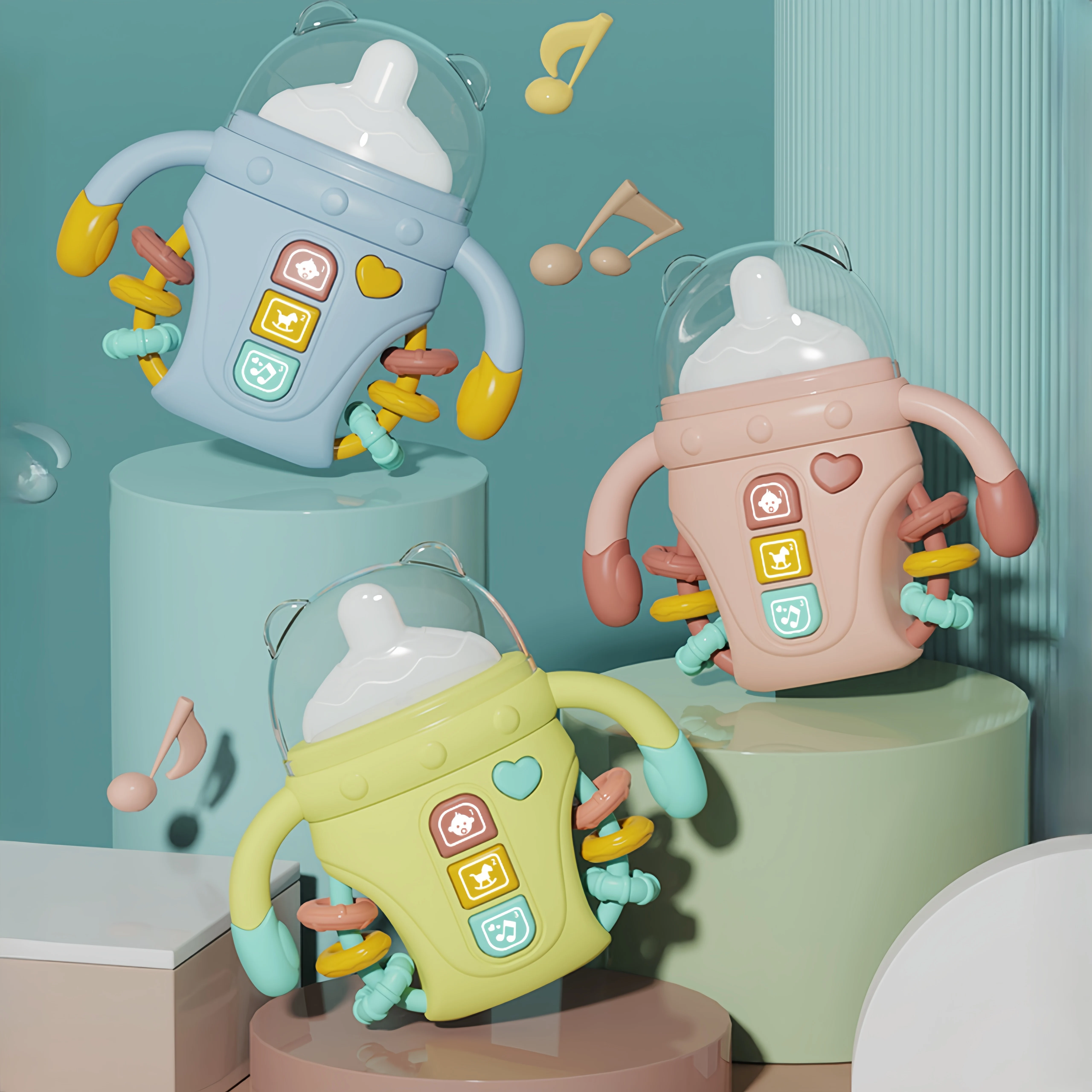 Elektronisch babyflesvormig speelgoed/rammelspeelgoed/muzikaal speelgoed, liedjes/Engelse woorden, geschikt voor baby's van 18 maanden oud, verjaardagscadeau