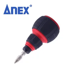 ANEX Screwdriver PH2 Phillips 6.0MM Flat Head Non-Slip Handle (91mm/3.58inch Length) Dual Purpose Without Ratchet Made in Japan