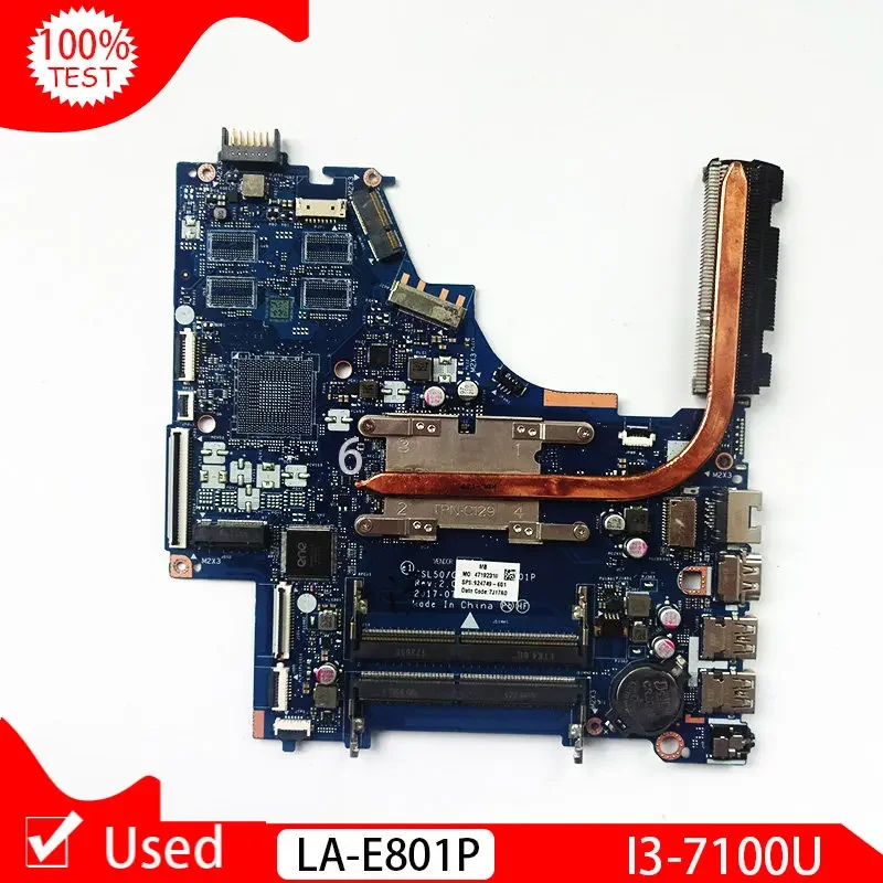 

Used For HP 15-BS Laptop Motherboard LA-E801P 924749-601 924749-501 924749-001 With I3-7100U CPU DDR4