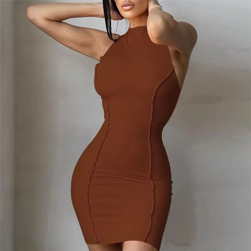 ผู้หญิงแขนกุดมินิเดรส Y2K Cutout Sundress Beach Party เซ็กซี่คลับสั้นชุดใหม่ Streetwear HotSweet Tank Dress