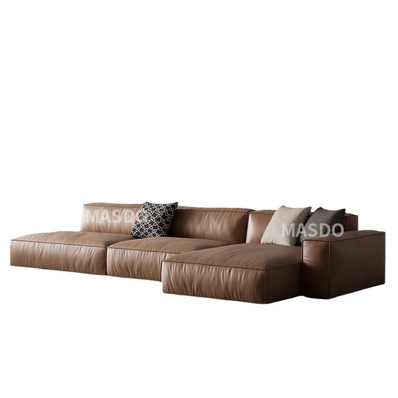 

Italian leather wabi-**** wind first layer cowhide designer straight row square combination mold