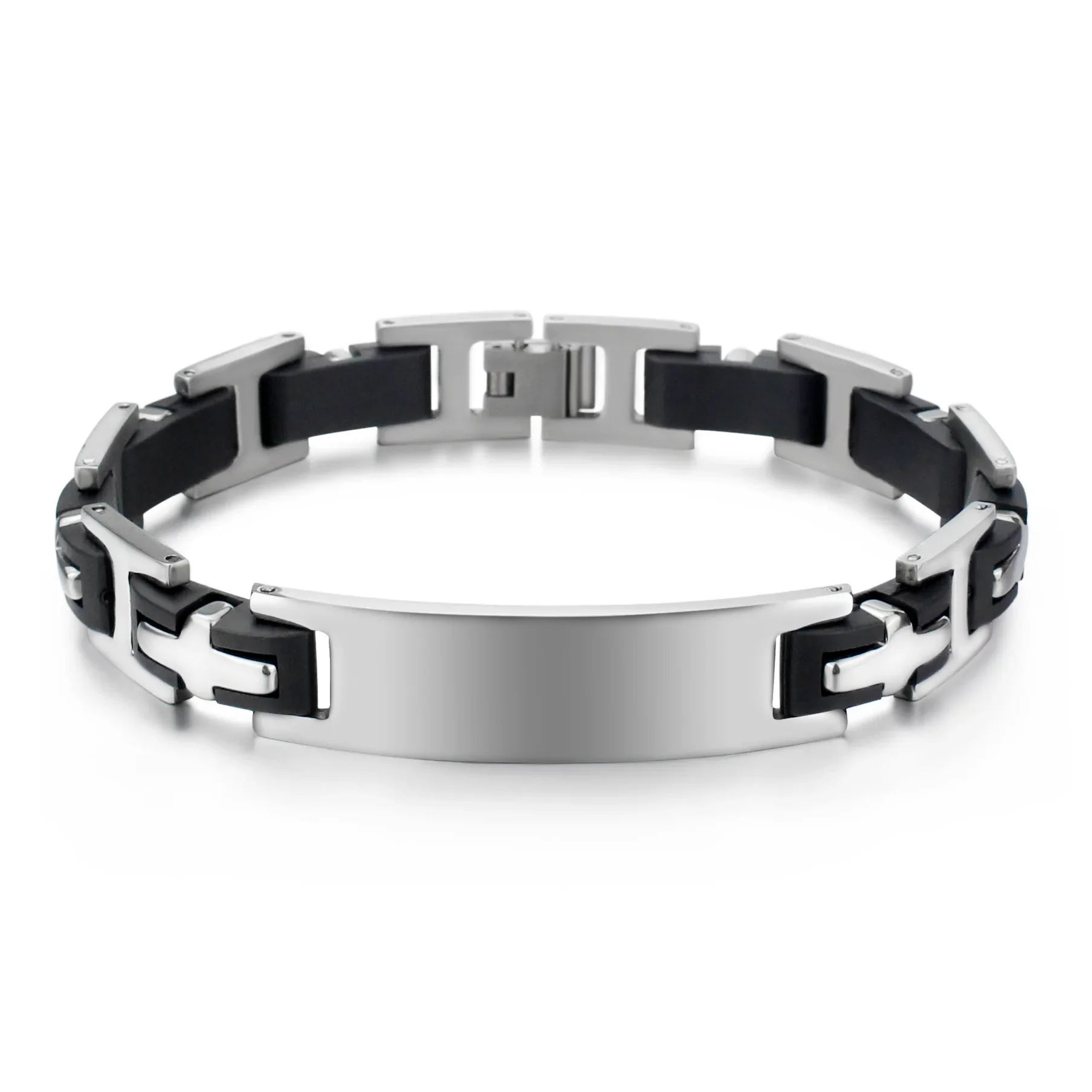 

Flyfyp Stainless Steel Cross Fashion Men's Silicone Titanium Steel Bracelet