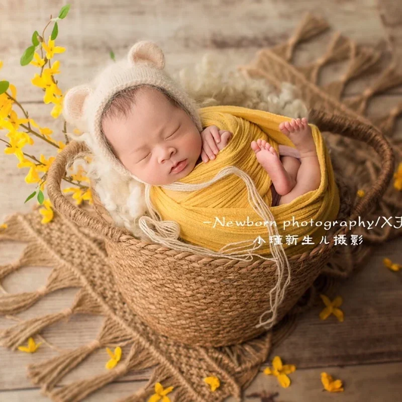 Noworodek fotografia rekwizyty Wrap kocyk dziecięcy miękka rozciągliwa bawełna pieluszki fotografia tło akcesoria dla dzieci