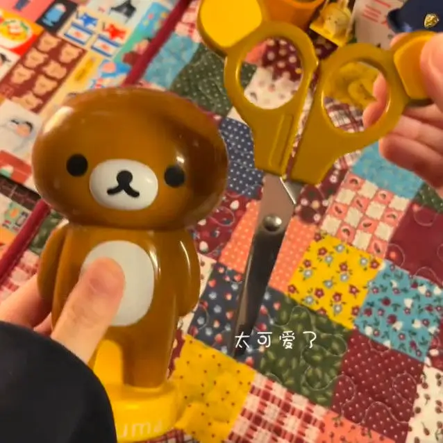 

Kawaii Rilakkuma Scissors Storage Set Anime Cartoon Cute Non Cardboard Free Student DIY Girls Gifts Toys