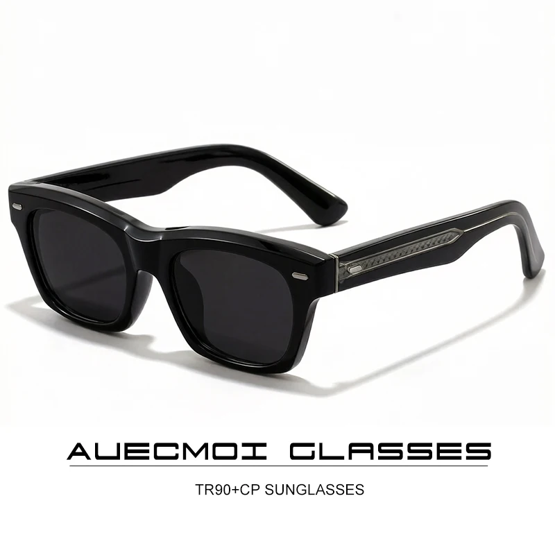 TR90 Nieten-Sonnenbrille Quadratisch für Damen und Herren Vintage Sonnenbrillen Punk Outdoor Fahren Luxus Marken-Designer Brillen