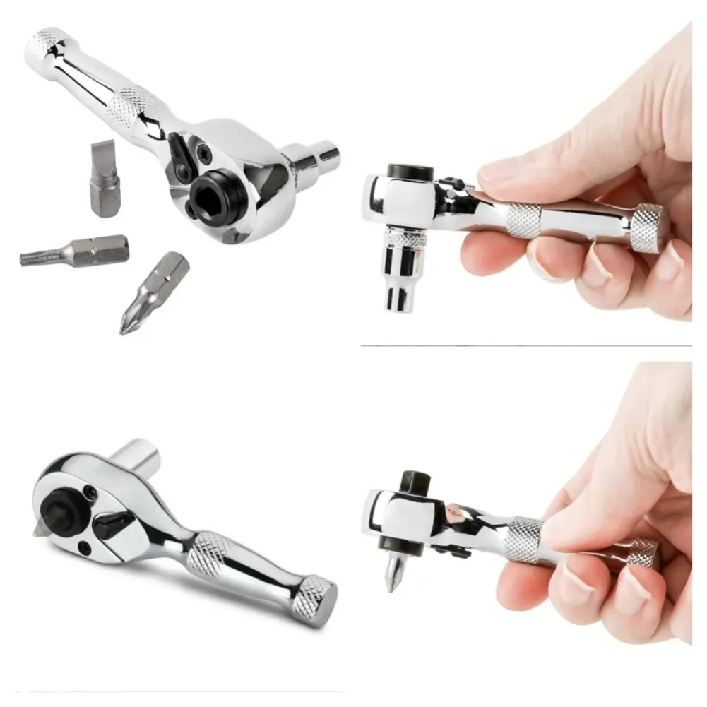 Workshop Use Interface Diameter 1 4 6.35mm Socket Wrench Double Head Ratchet Wrench Lightweight Use Knuckle Protection