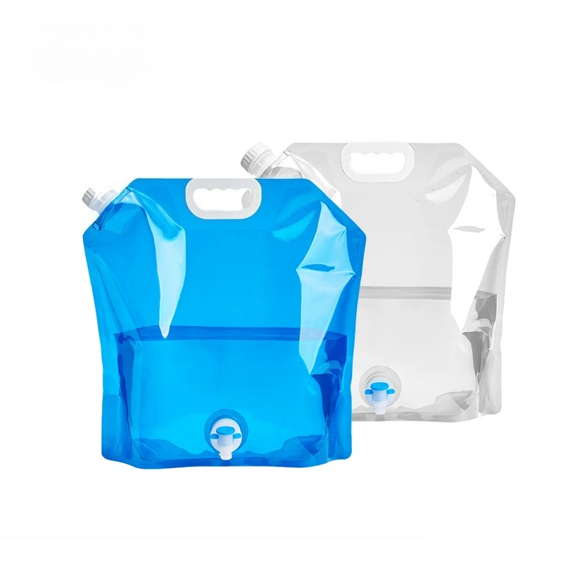 Сумка для хранения воды и напитков с носиком, складная упаковка, портативный чехол с ручкой, прозрачный пластик, 1,3/2,6 галлонов, 5/10 литров