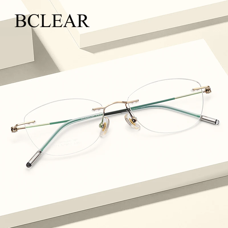 

BCLEAR 2025 New Arrival Ultralight Titanium Rimless Beautiful Women Glasses Frame Cat Eye Design Fashion Eyeglass Frames Optical