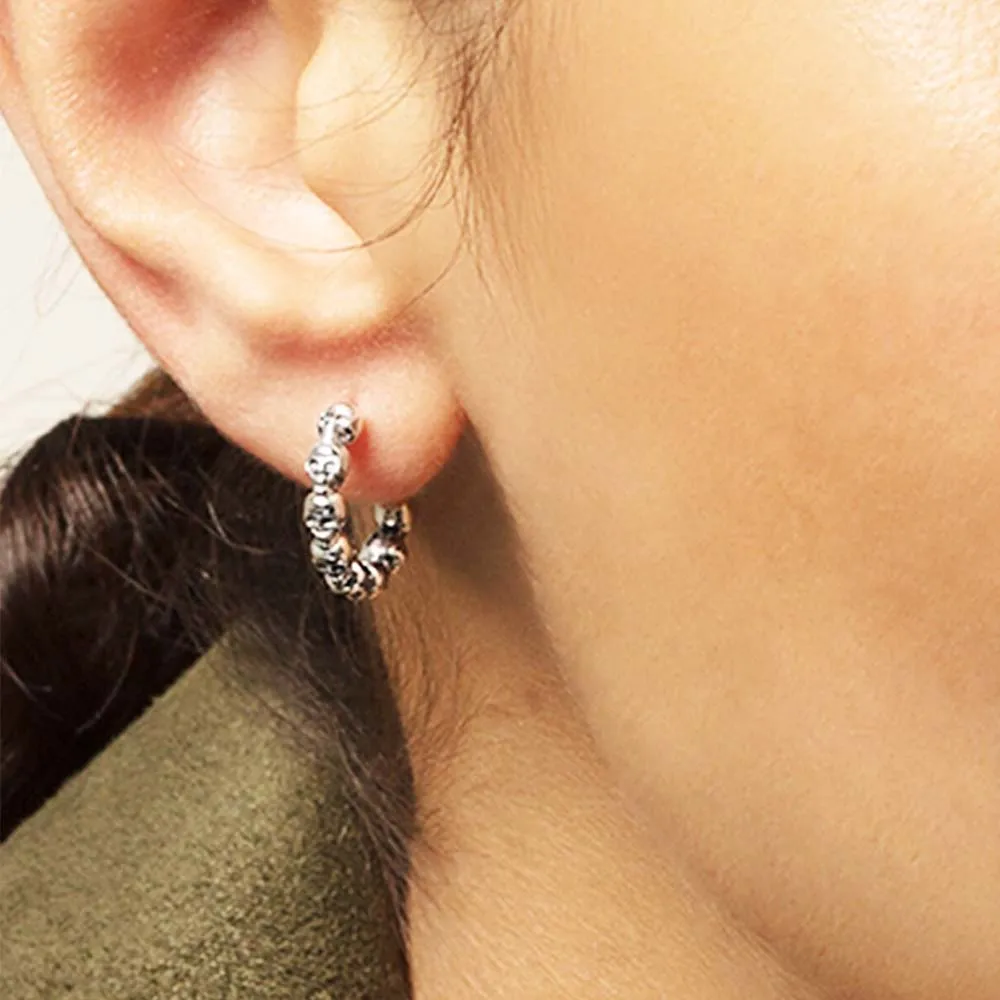 Creole Skulls Hinged Hoop Earrings Europe Style Punk Fashion Jewelry For Women Men Gift In Solid 925 Sterling Silver
