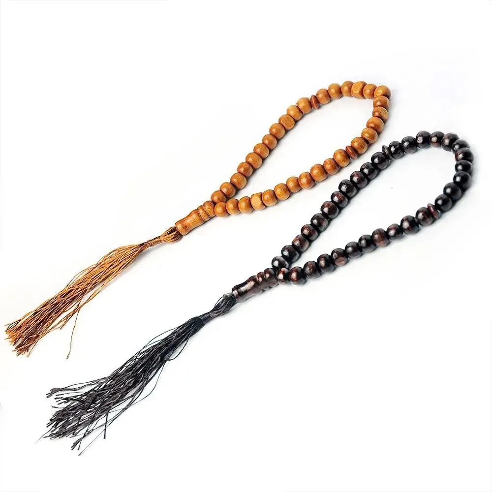 33/99 Wooden Beads Wooden Prayer Beads Delicate Tassel Muslim Prayer Beads String Religious Islamic Handheld Beads Islamic