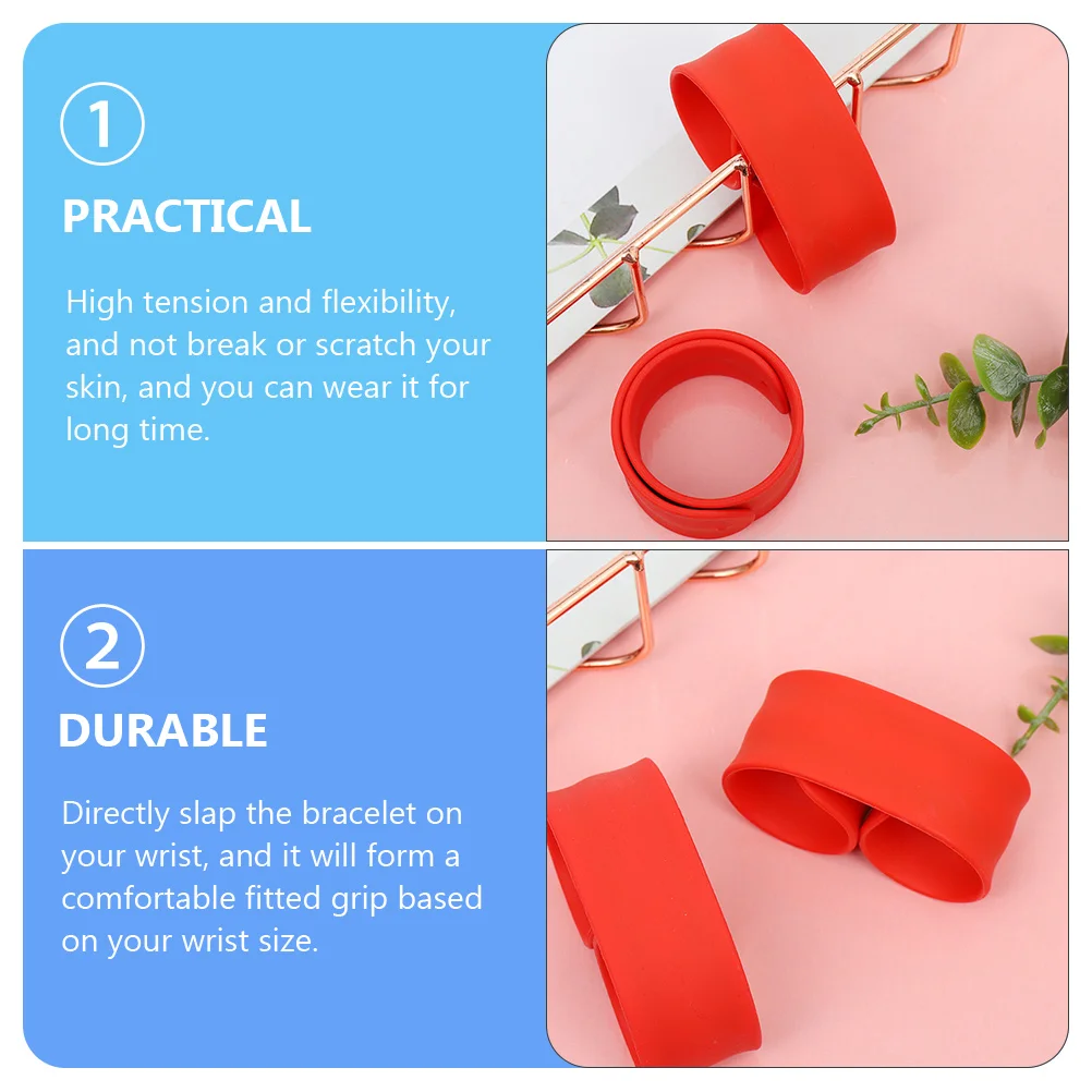 

4pcs Silicone Slap Bracelets Colorful Flexible Kids Party Favors Adjustable Wristbands DIY Snap for Children