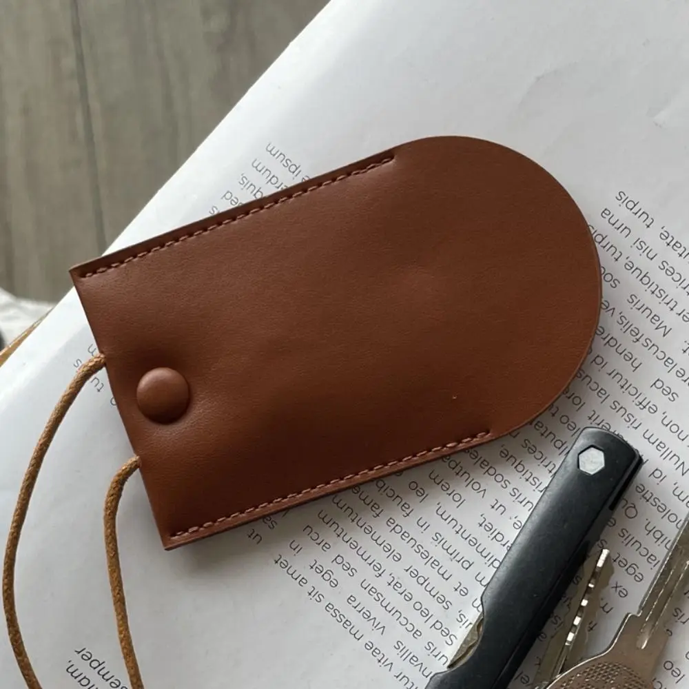 

Pull out Type Halter Key Bag Key Organizer Housekeepers Key Holder Neck Hanging Key Bag Korean Style Solid Color PU Key Wallets