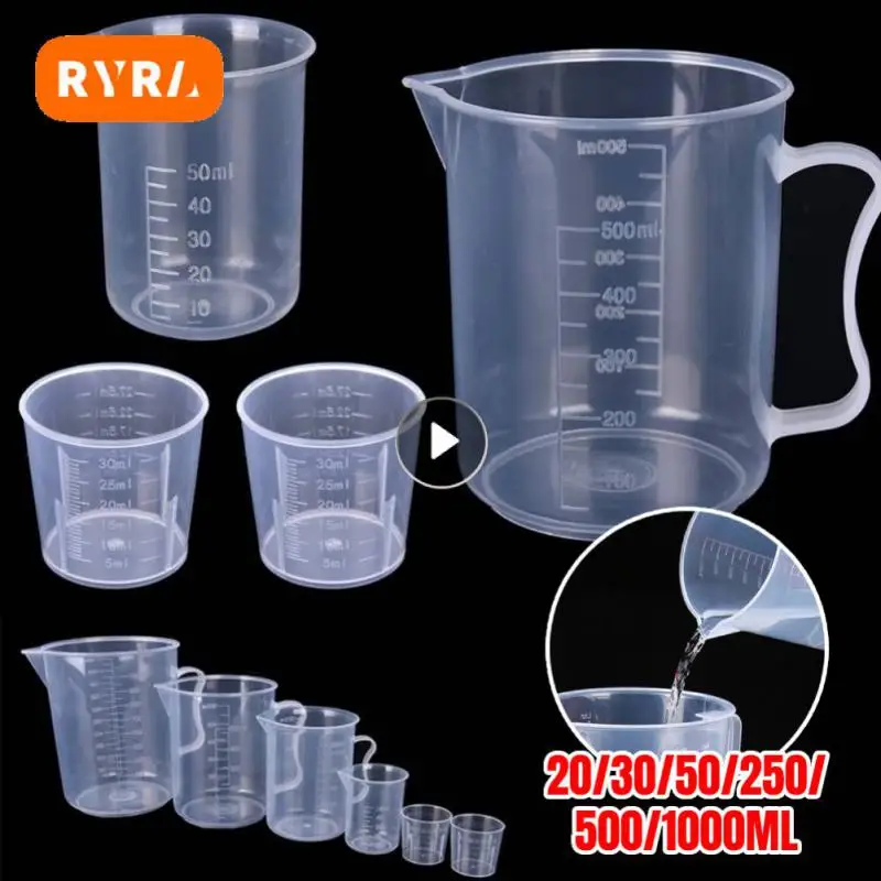 6 Sizes Clear Plastic Graduated Measuring Cup 20ml/30ml/50ml/250ml/500ml/1000ml Liquid Container Beakers For Laboratory Measure