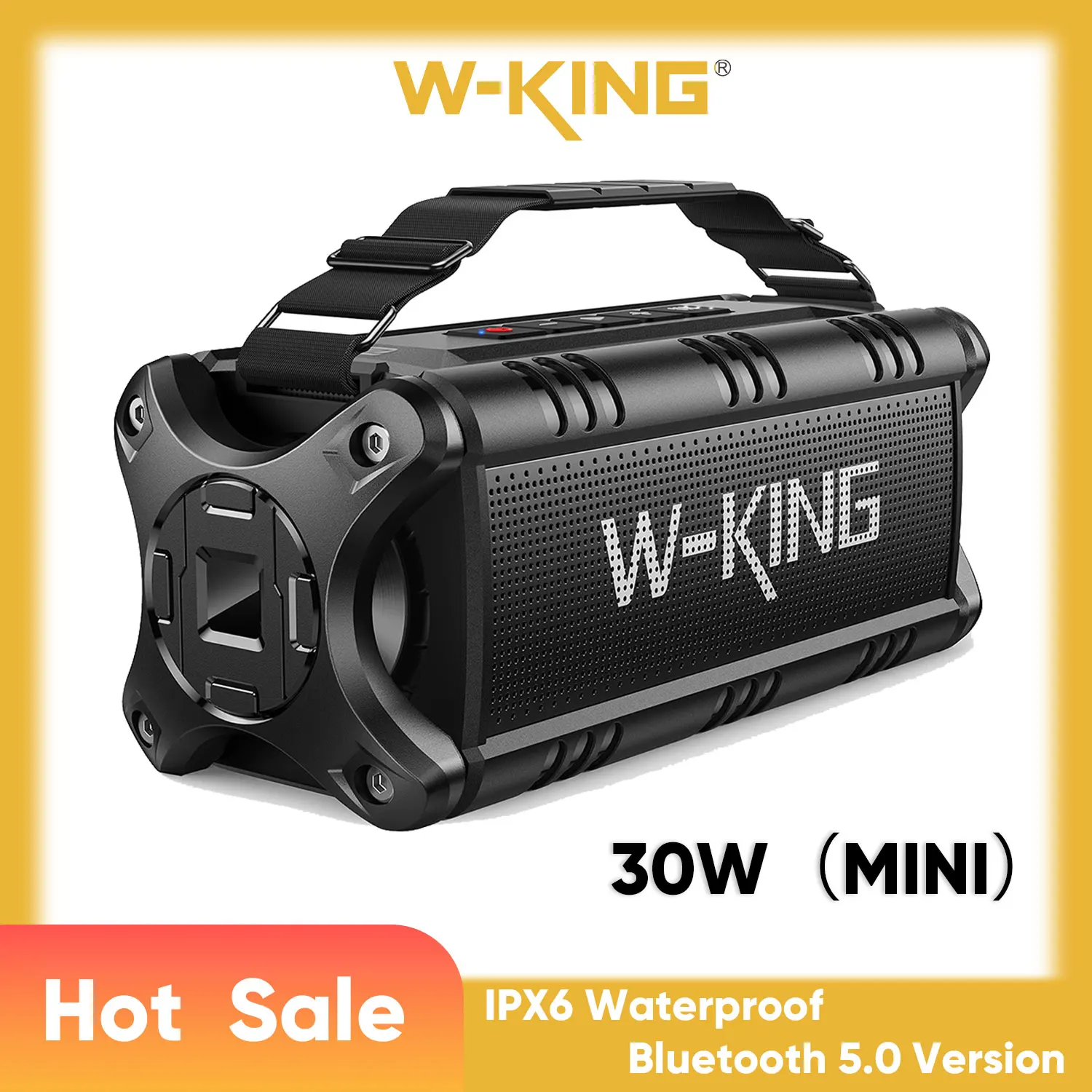 

W-King D8mini 30W Мощная портативная беспроводная Bluetooth-колонка, водонепроницаемая IPX6, аккумулятор 2550 мАч, 24 часа работы, USB, подключение TWS