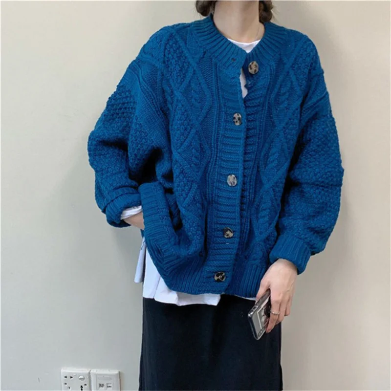 Cárdigan holgado de punto grueso para mujer, abrigo de estilo coreano, ropa exterior, otoño e invierno, novedad de 2023