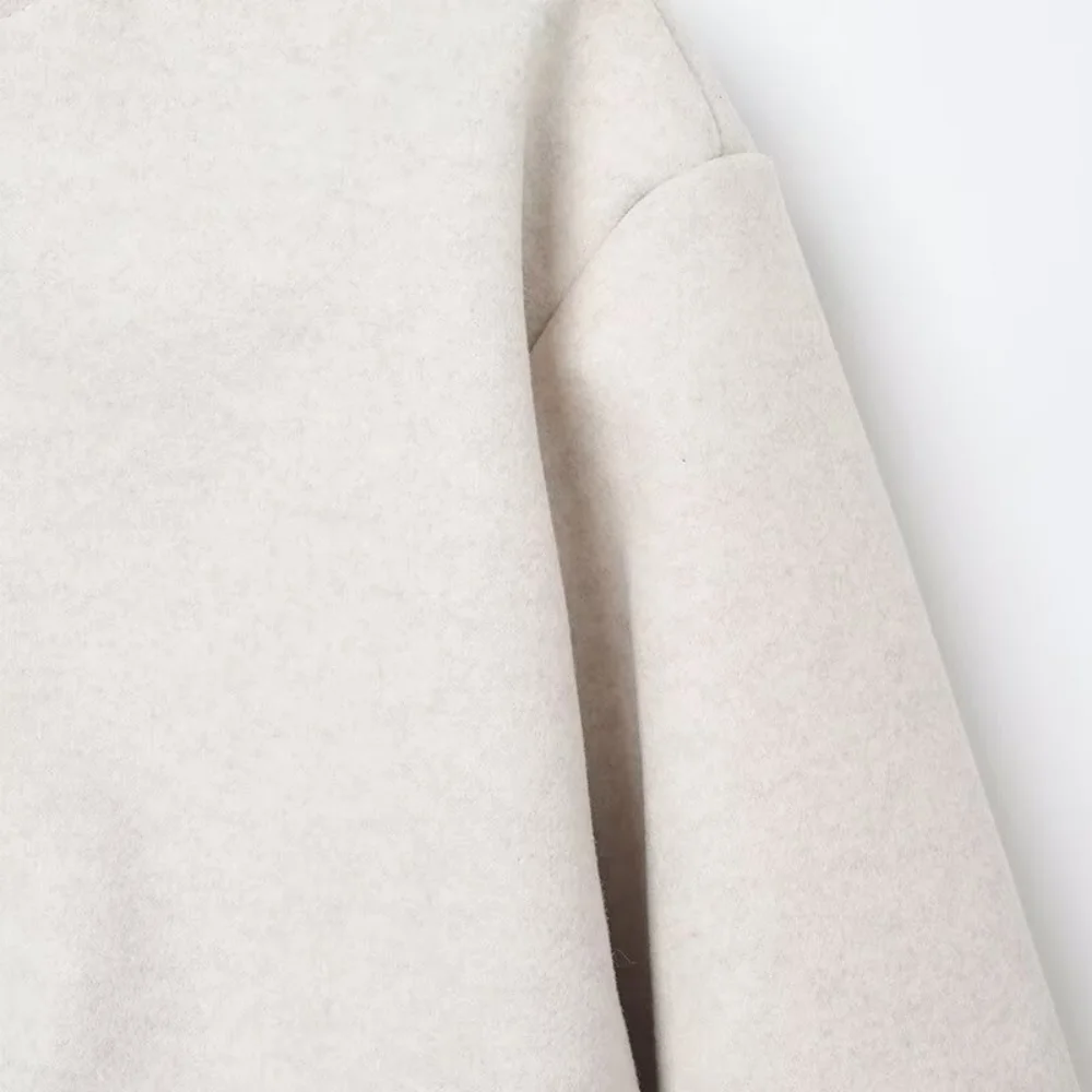 유니제라 2025 신상 여성 캐주얼 패션 유럽 및 미국 스타일 디자인 단색 라운드넥 지퍼 재킷 코트